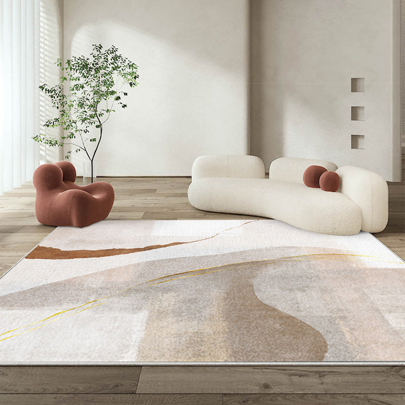 Gray Modern Rug Polyester Simple Rug Non-Slip Backing Rug for Drawing Room