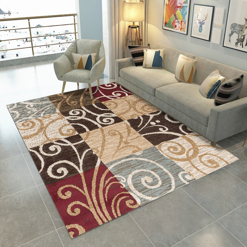 Tapis graphique en polyester moderne gris tapis de support sans glissement pour salon