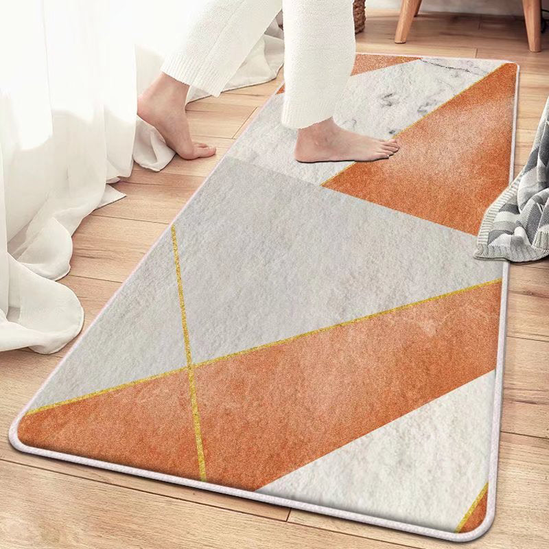 Dark Orange Casual Rug Polyester Color Piece Rug Stain Resistant Rug for Living Room