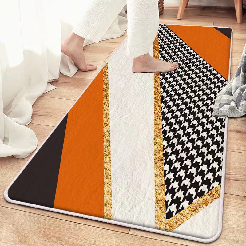 Dark Orange Casual Rug Polyester Color Piece Rug Stain Resistant Rug for Living Room