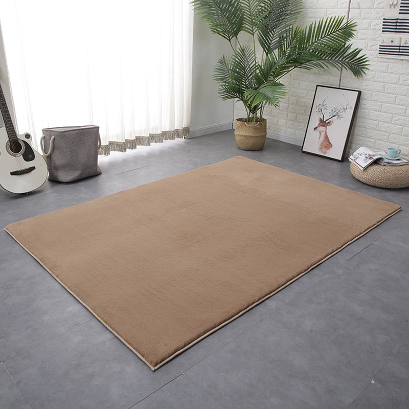 Camel Casual Rug Polyester Pure Color Rug Stain Resistant Rug for Living Room
