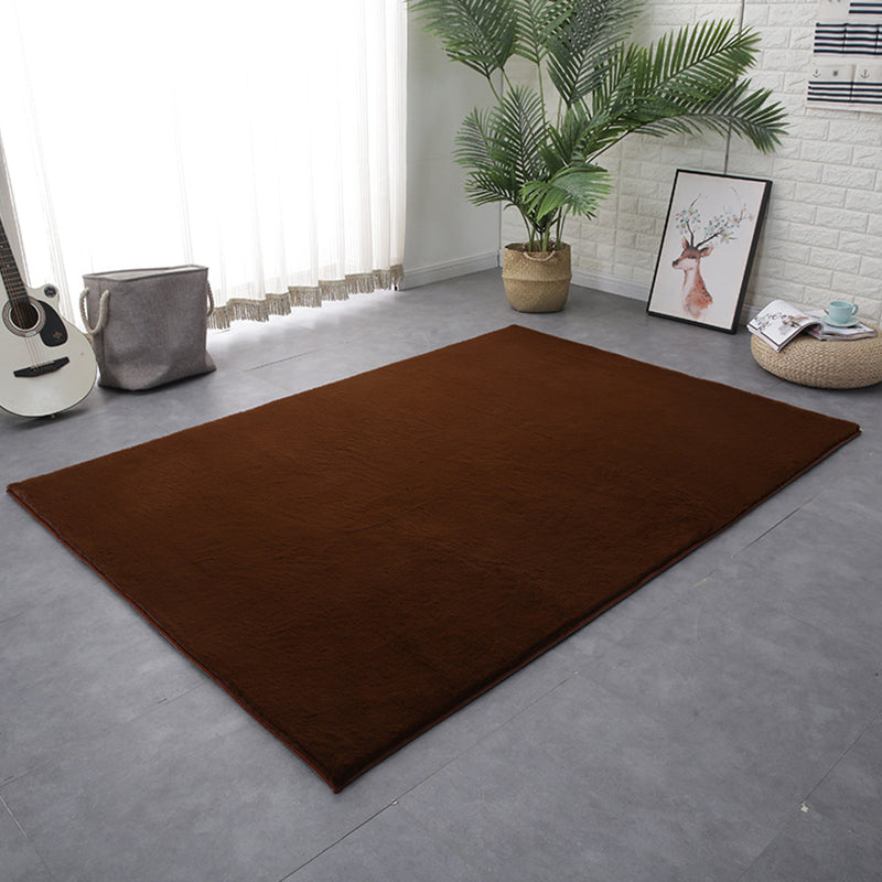 Camel Casual Rug Polyester Pure Color Rug Stain Resistant Rug for Living Room