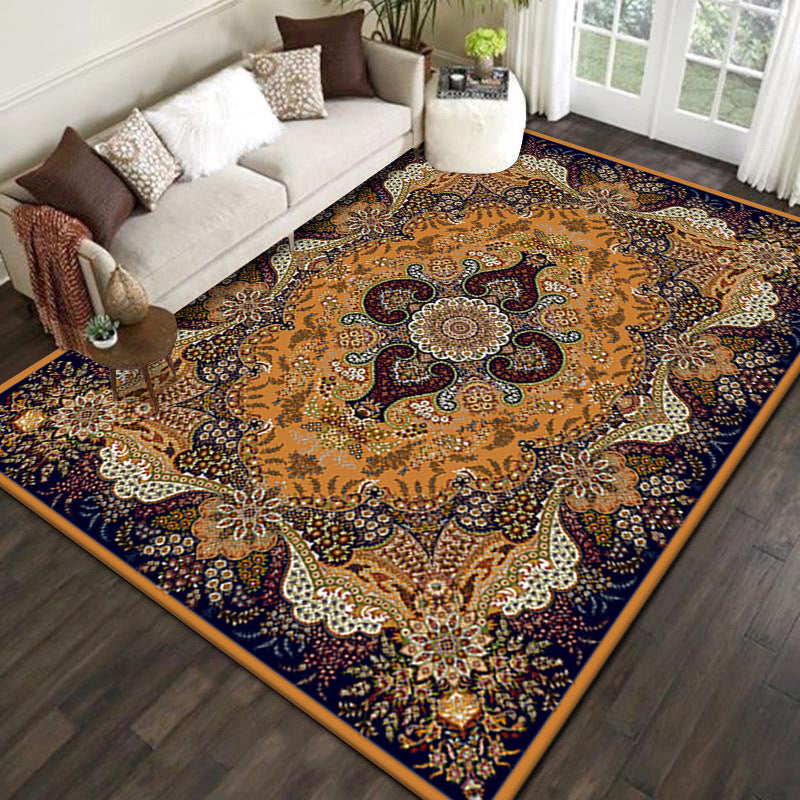 Vino Red Bohemian Rug Poliéster Alfombra gráfica Alfombra lavable para sala de estar