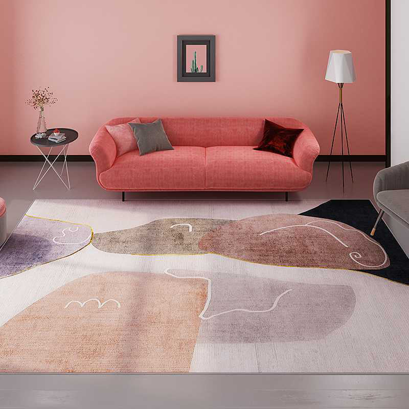 Alfombra de alfombra nórdica de naranja para la alfombra de color de color poliéster para la alfombra lavable para sala de estar