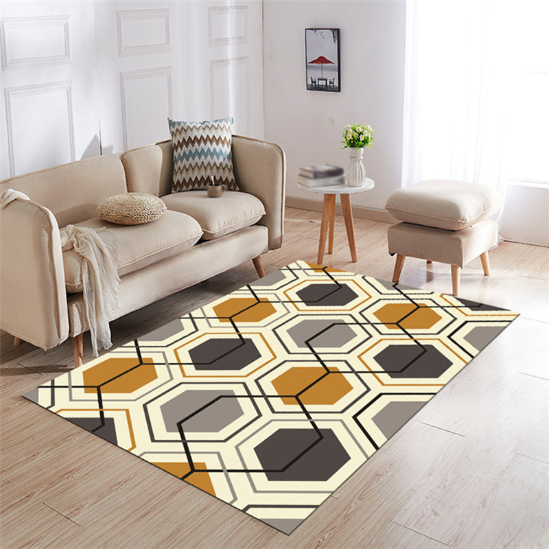 Gelb moderner Teppich Polyester Muster Teppich Färbung widerstandsfähiger Teppich für Salon