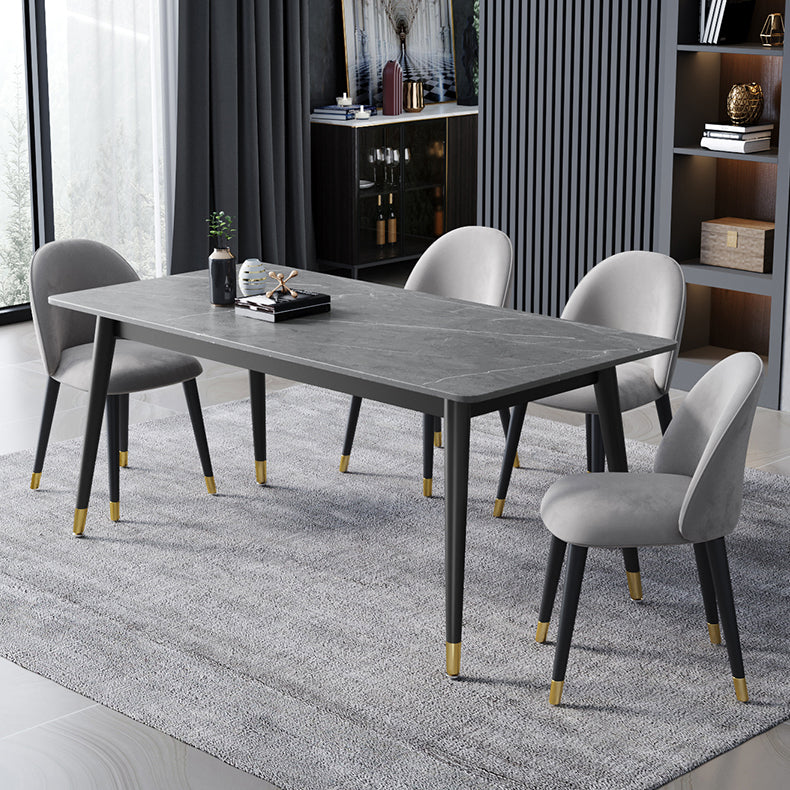 4 Legs Dining Site Table Contemporary Style Stone Dinette Table for Home