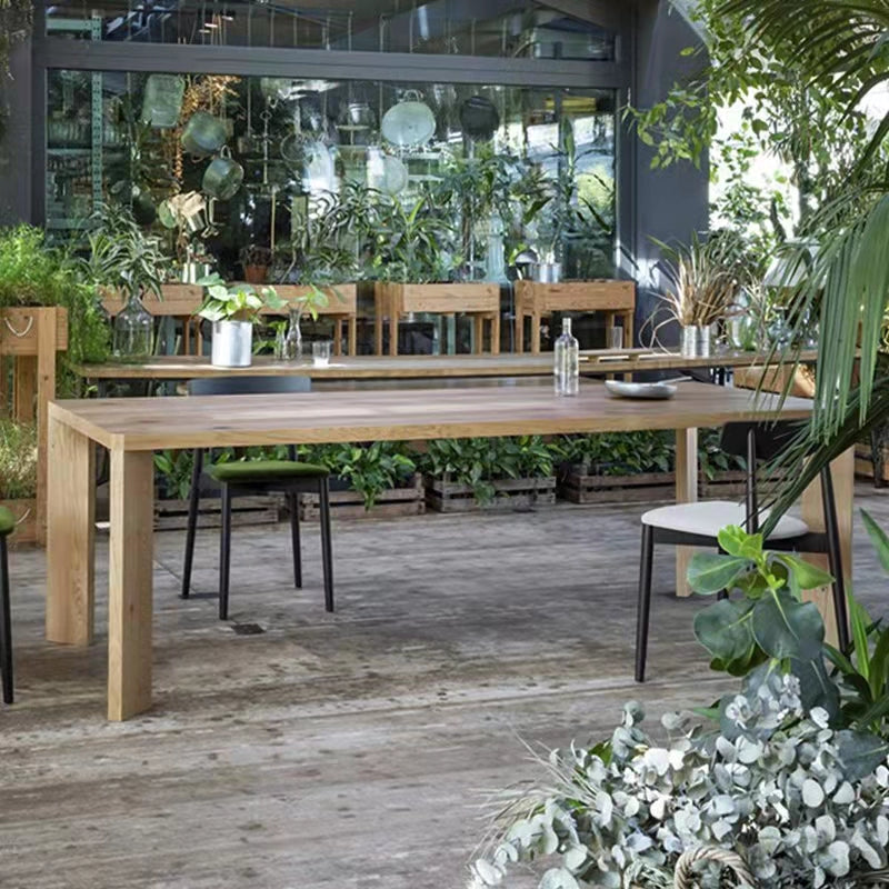 Rectangle 4 Legs Industrial Table Fixed Table of Pinewood Solid Wood