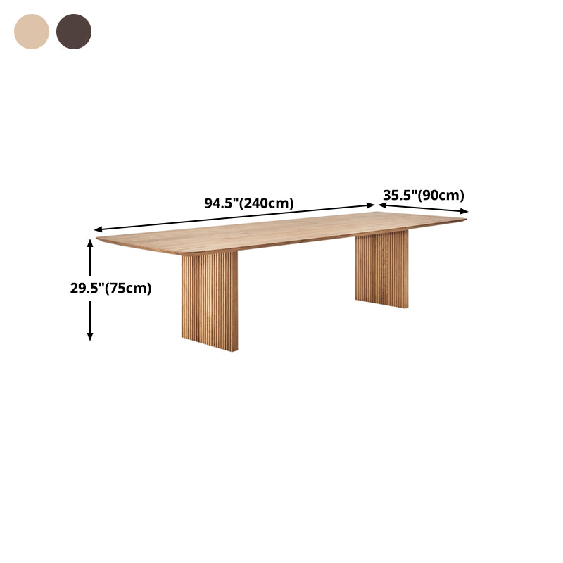 Rectangle Double Pedestal Table Simplicity Solid Wood Table for Restaurant