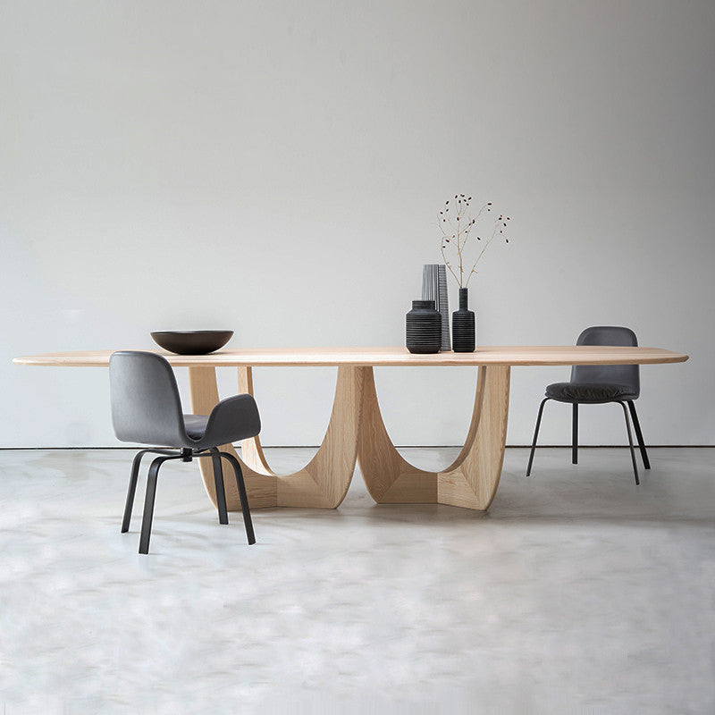 Mesa de comedor de madera sólida Simplicidad Simplicidad Doble pedestal para comedor