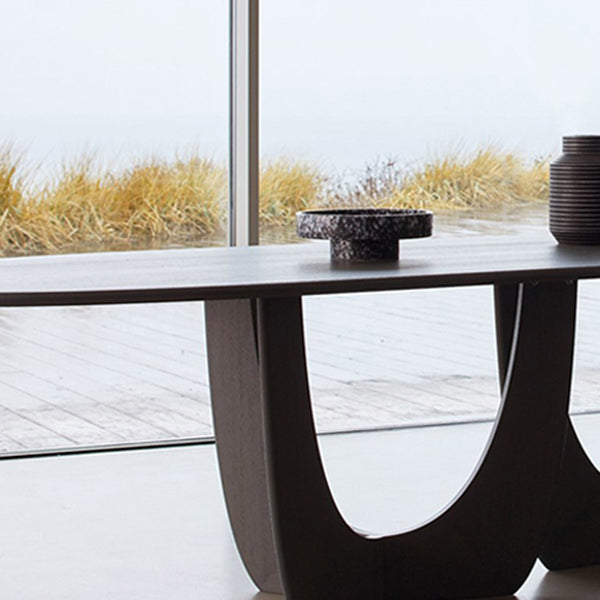 Mesa de comedor de madera sólida Simplicidad Simplicidad Doble pedestal para comedor