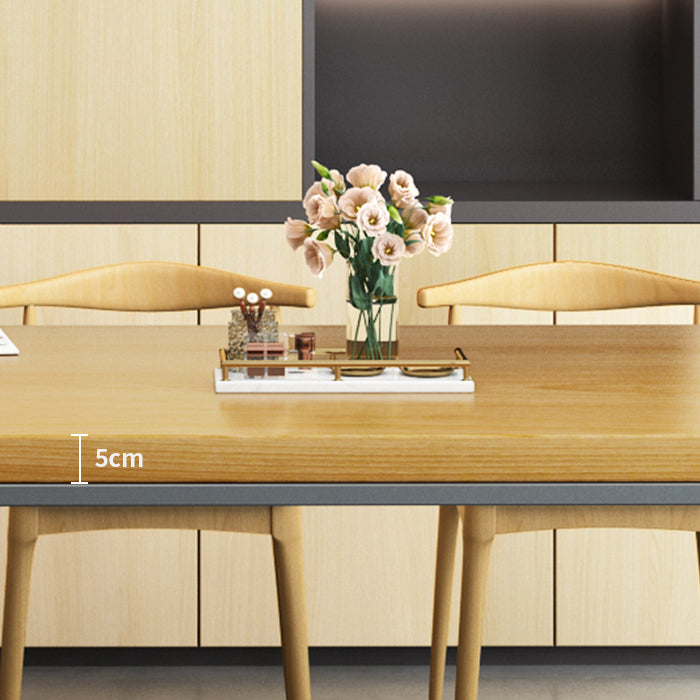 Metal Industrial Rectangle Dining Table Pine Wood Top Table with Trestle Base