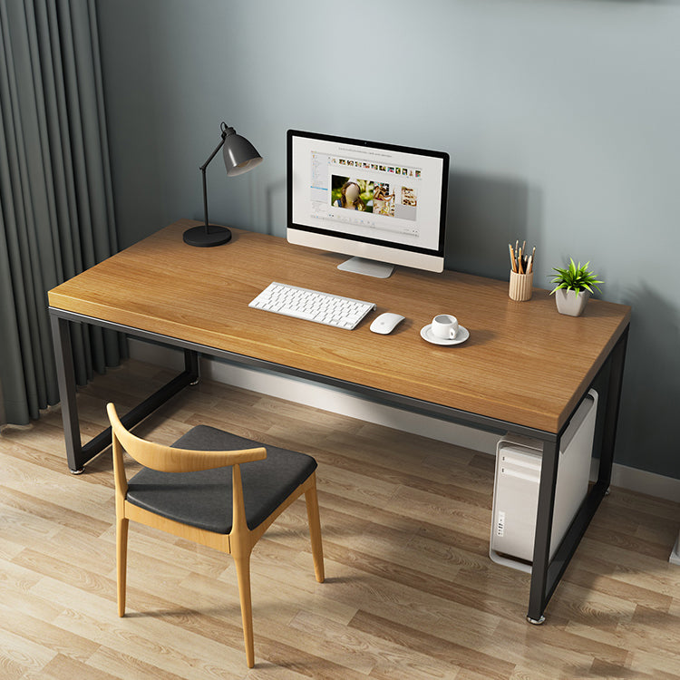 Metal Industrial Rectangle Dining Table Pine Wood Top Table with Trestle Base
