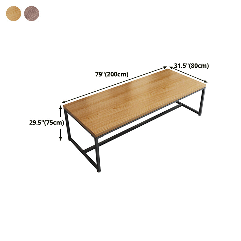 Metal Industrial Rectangle Dining Table Pine Wood Top Table with Trestle Base