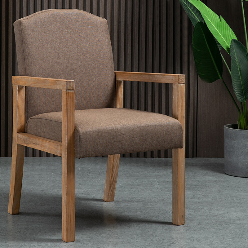 Contemporary Dining Arm Chair Matte Finish Solid Wood Parsons Chair with 4 Legs