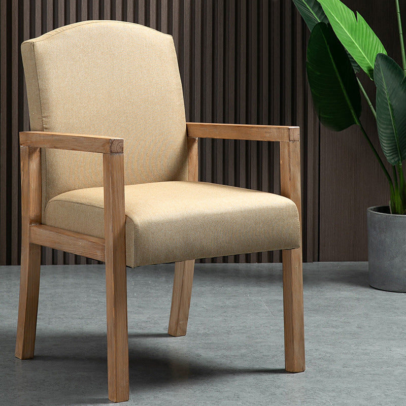 Contemporary Dining Arm Chair Matte Finish Solid Wood Parsons Chair with 4 Legs