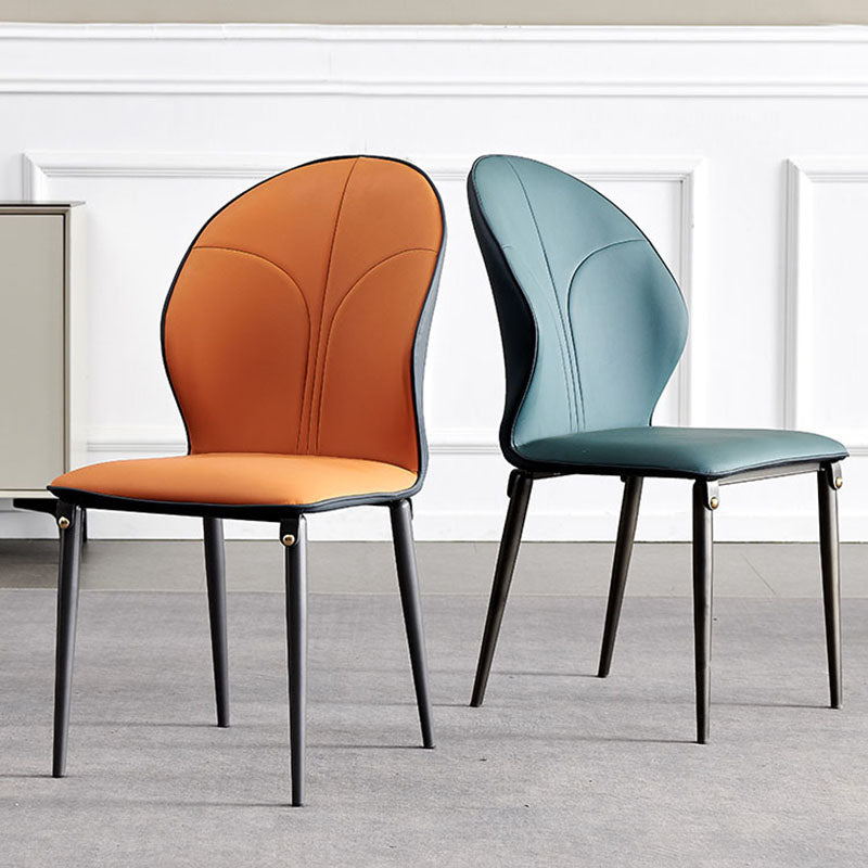 Sillas de comedor de metal de estilo moderno, sillas laterales sin brazos con respaldo de cocina