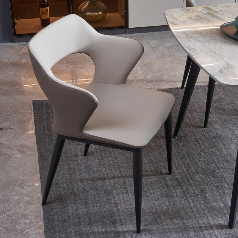 Eigentijdse stijl metalen eetstoelen keuken open achterkant zijstoelen