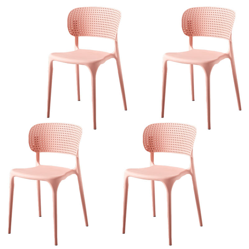 Silla lateral casera de plástico apilable Silla de comedor con respaldo abierto contemporáneo