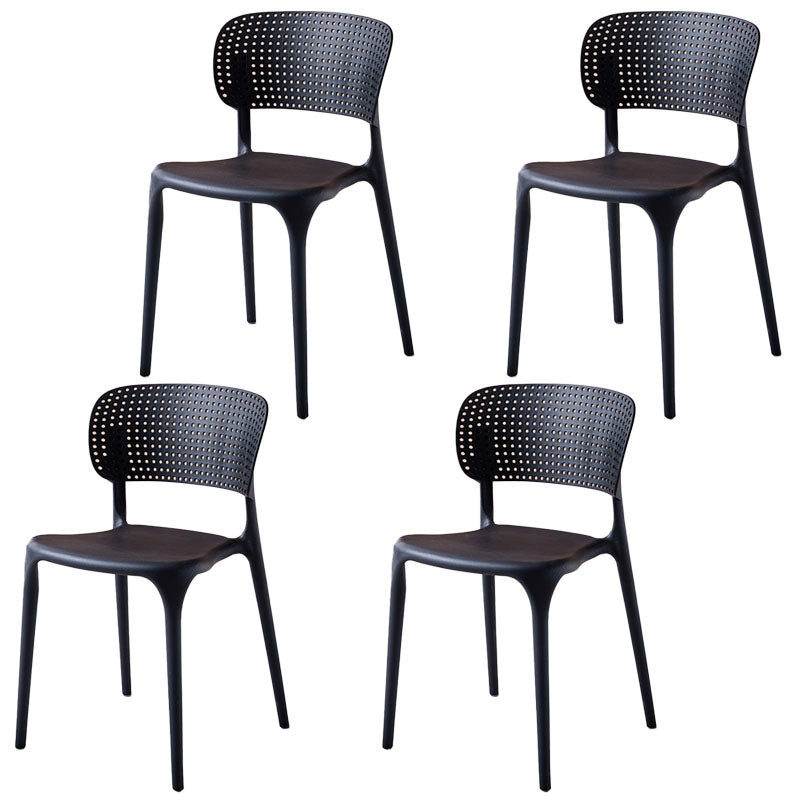 Silla lateral casera de plástico apilable Silla de comedor con respaldo abierto contemporáneo