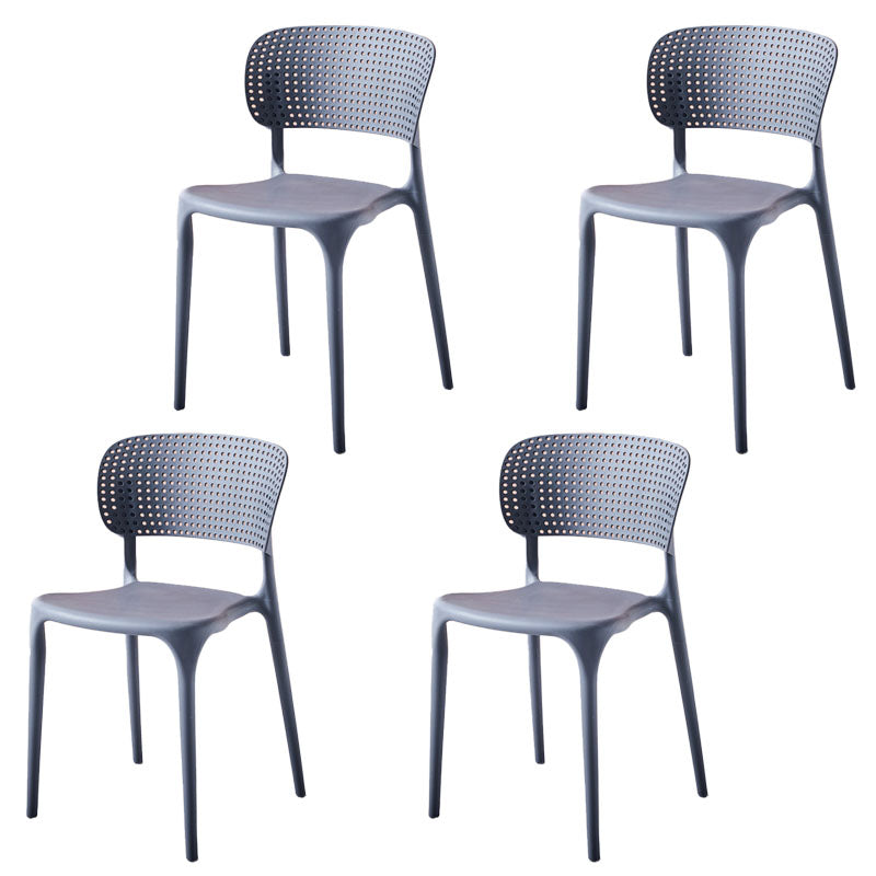 Silla lateral casera de plástico apilable Silla de comedor con respaldo abierto contemporáneo