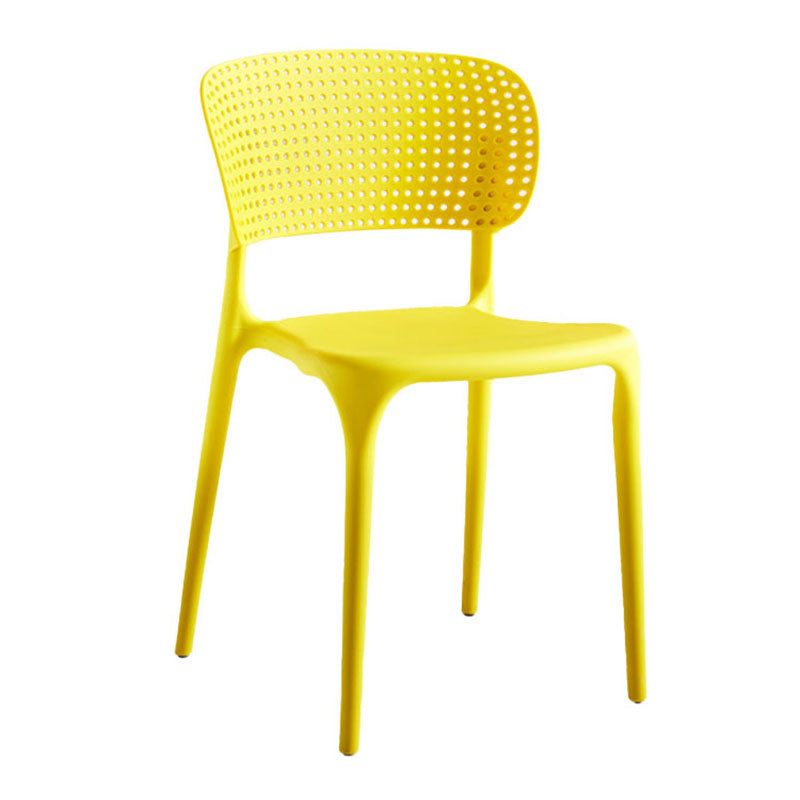 Silla lateral casera de plástico apilable Silla de comedor con respaldo abierto contemporáneo