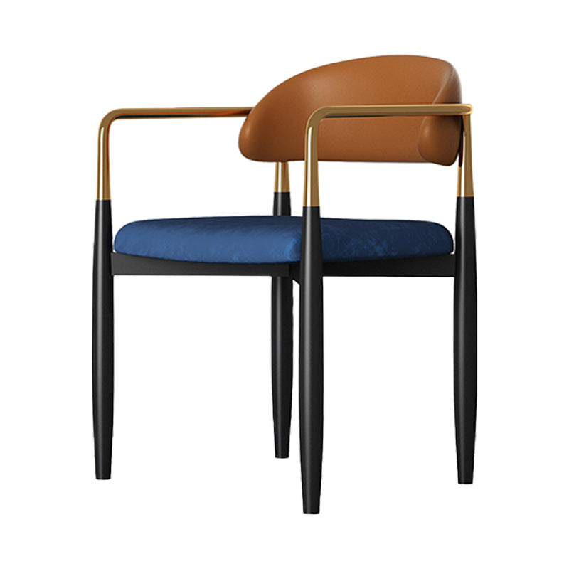 Contemporary Style Kitchen Metal Dining Chairs Open Back Dining Arm Side Chairs