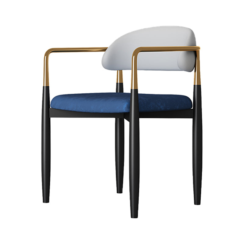 Contemporary Style Kitchen Metal Dining Chairs Open Back Dining Arm Side Chairs