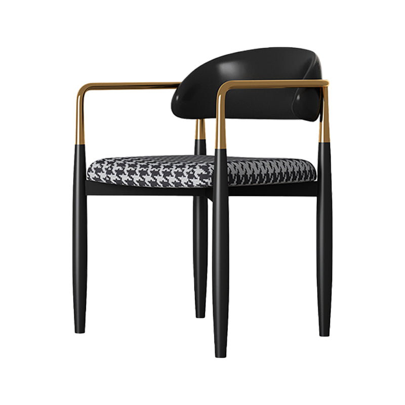 Contemporary Style Kitchen Metal Dining Chairs Open Back Dining Arm Side Chairs