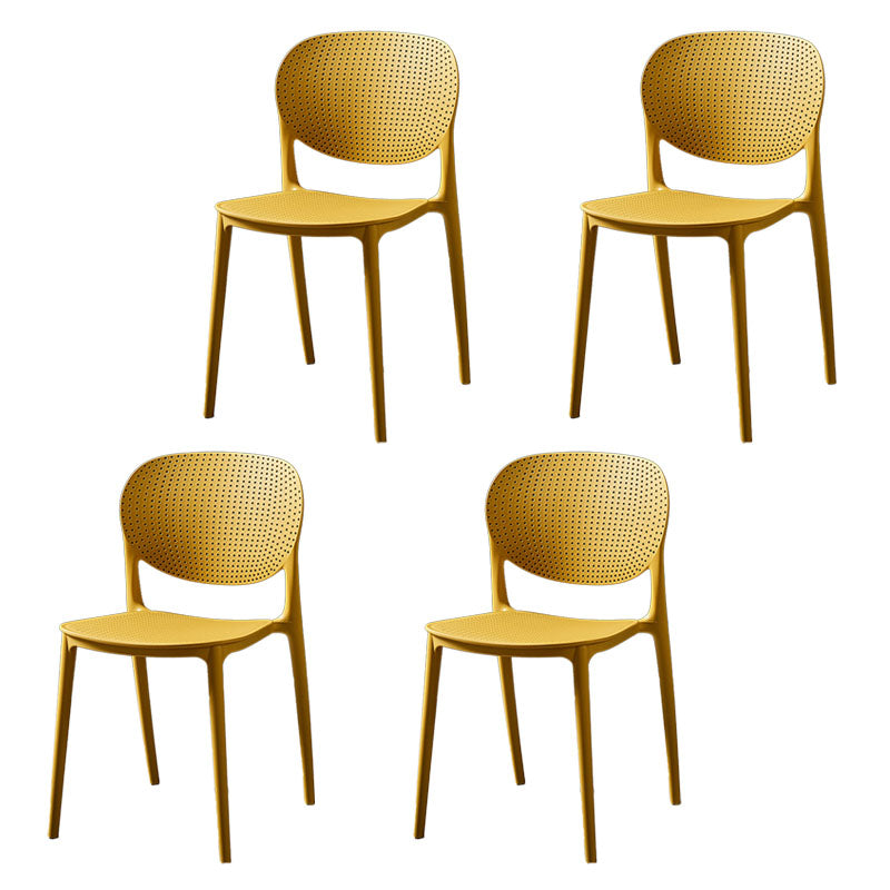 Silla lateral de comedor de cocina escandinava de plástico, silla con respaldo abierto