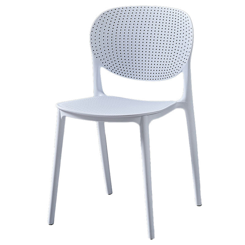 Silla lateral de comedor de cocina escandinava de plástico, silla con respaldo abierto