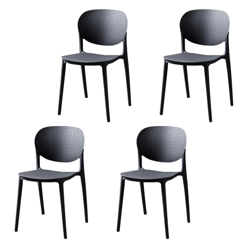 Silla lateral de comedor de cocina escandinava de plástico, silla con respaldo abierto