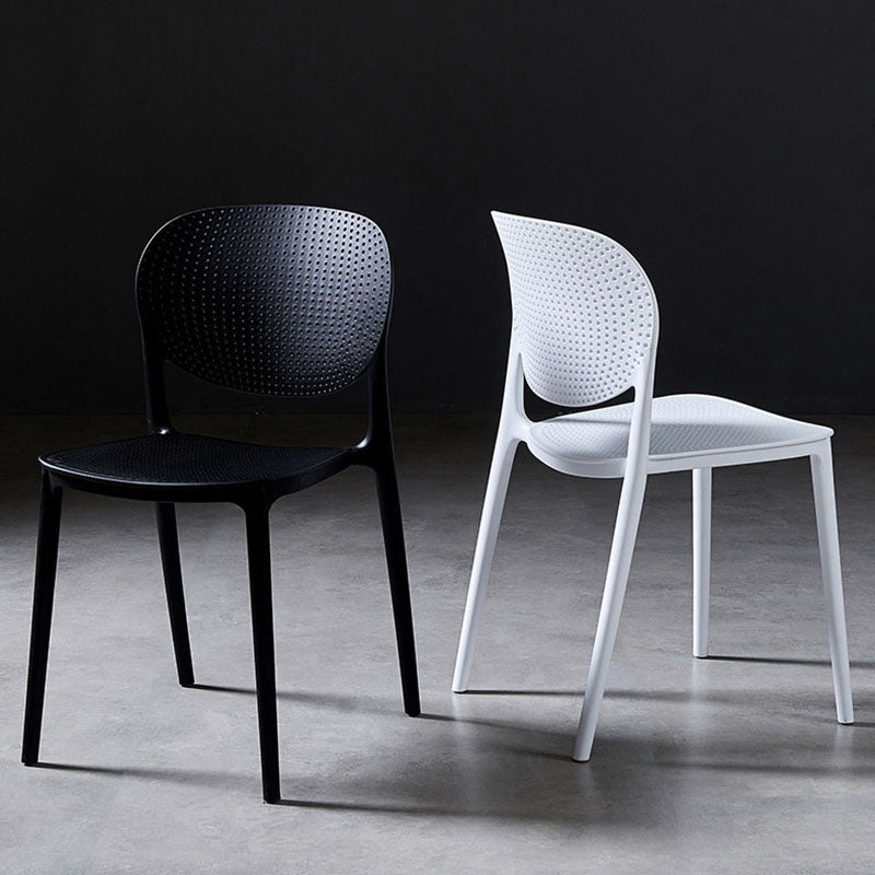 Silla lateral de comedor de cocina escandinava de plástico, silla con respaldo abierto