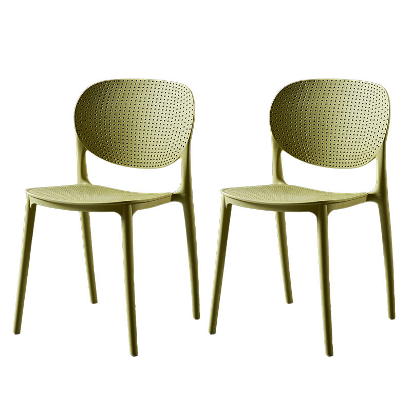 Silla lateral de comedor de cocina escandinava de plástico, silla con respaldo abierto