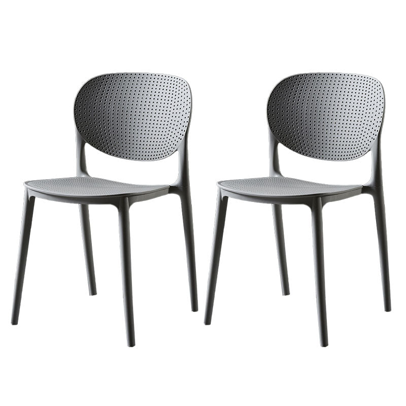 Silla lateral de comedor de cocina escandinava de plástico, silla con respaldo abierto