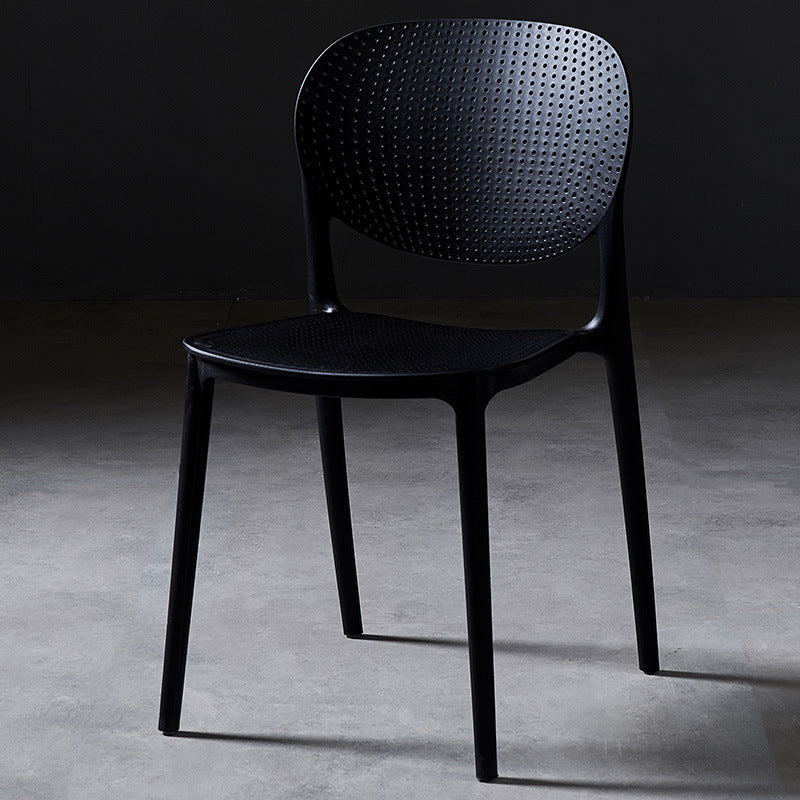 Silla lateral de comedor de cocina escandinava de plástico, silla con respaldo abierto