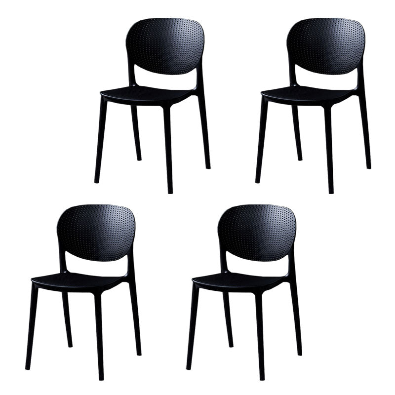 Silla lateral de comedor de cocina escandinava de plástico, silla con respaldo abierto