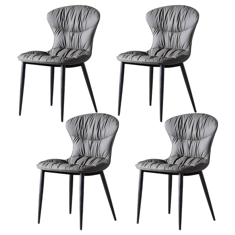 Zeitgenössischer Essanarmloser Stuhl Matte Finish Leder gebogene Parsons Seitenstuhl
