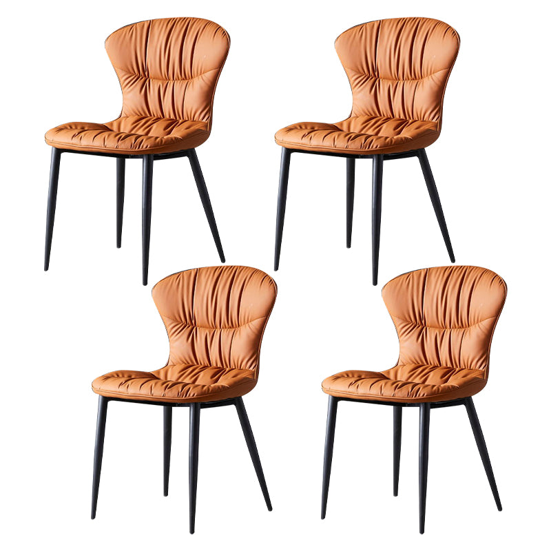 Zeitgenössischer Essanarmloser Stuhl Matte Finish Leder gebogene Parsons Seitenstuhl
