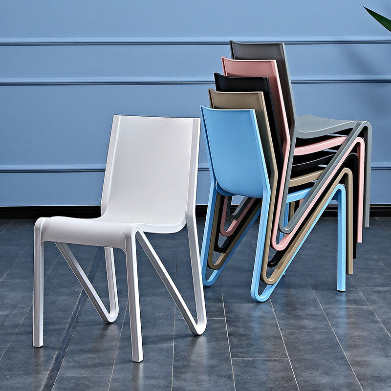 Plastic Scandinavian Kitchen Dining Room Side Chair Solid Back Chair