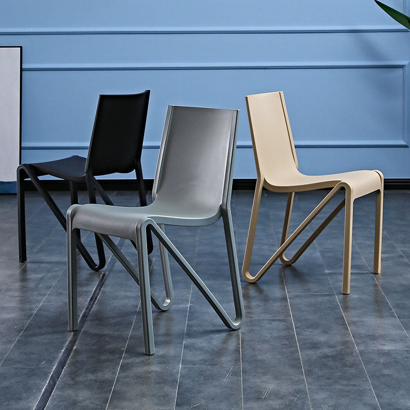 Plastic Scandinavian Kitchen Dining Room Side Chair Solid Back Chair
