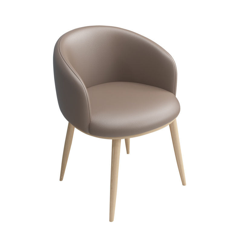 Modern Home Upholstered Arm Chair Matte Finish Solid Back Dining Chair