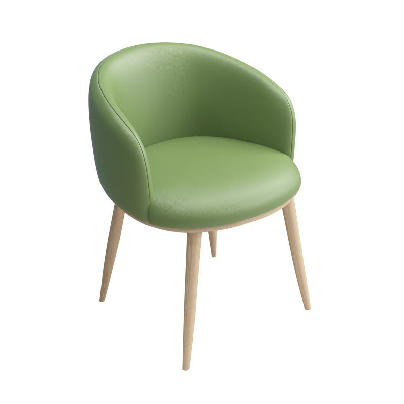 Modern Home Upholstered Arm Chair Matte Finish Solid Back Dining Chair