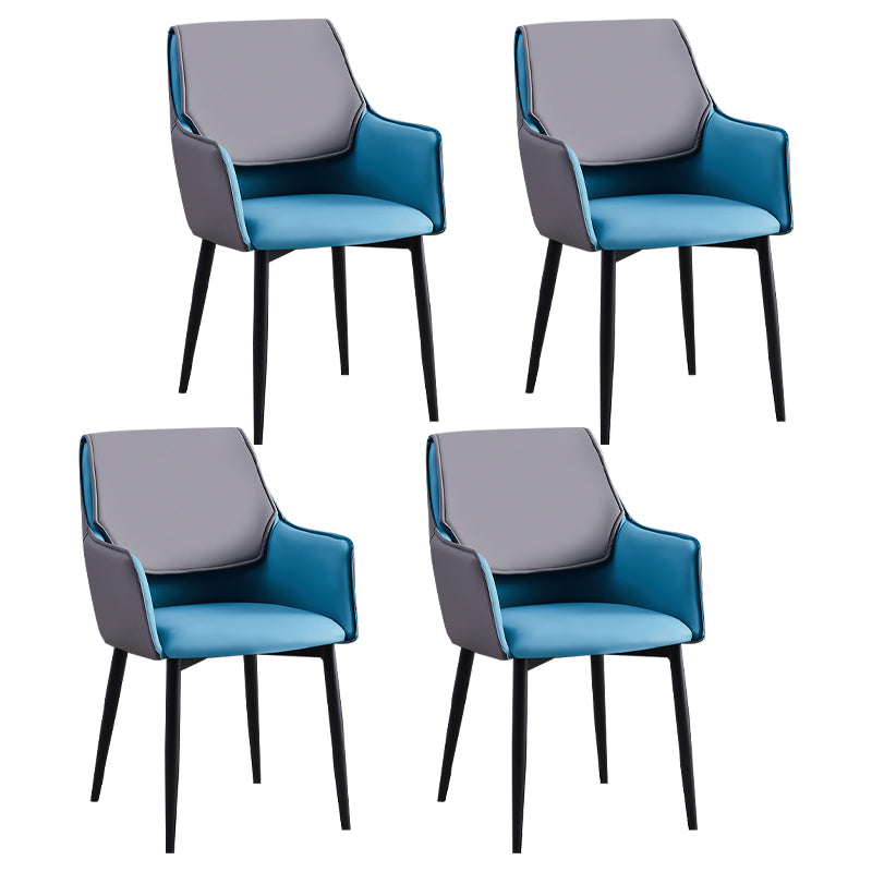 Contemporary Arm Chair Matte Finish Leather Curved Parsons Chair for Dining Room