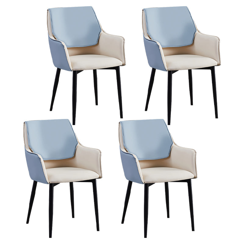 Contemporary Arm Chair Matte Finish Leather Curved Parsons Chair for Dining Room