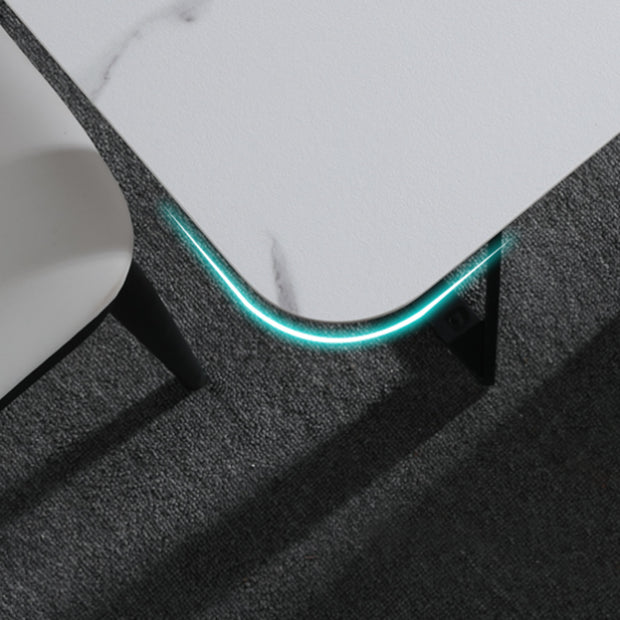 Modern 1/2/5/7 Pieces Rectangle Dining Set Sintered Stone Table with Leather Chairs