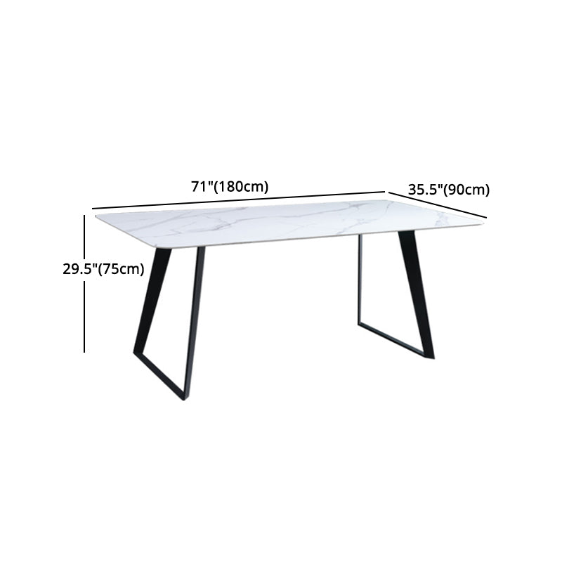 Modern 1/2/5/7 Pieces Rectangle Dining Set Sintered Stone Table with Leather Chairs