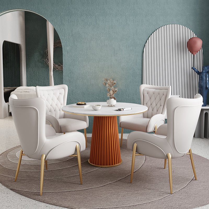 1/5 Pcs Metal Modern Dining Set with Round Indoor Table Dinette Set