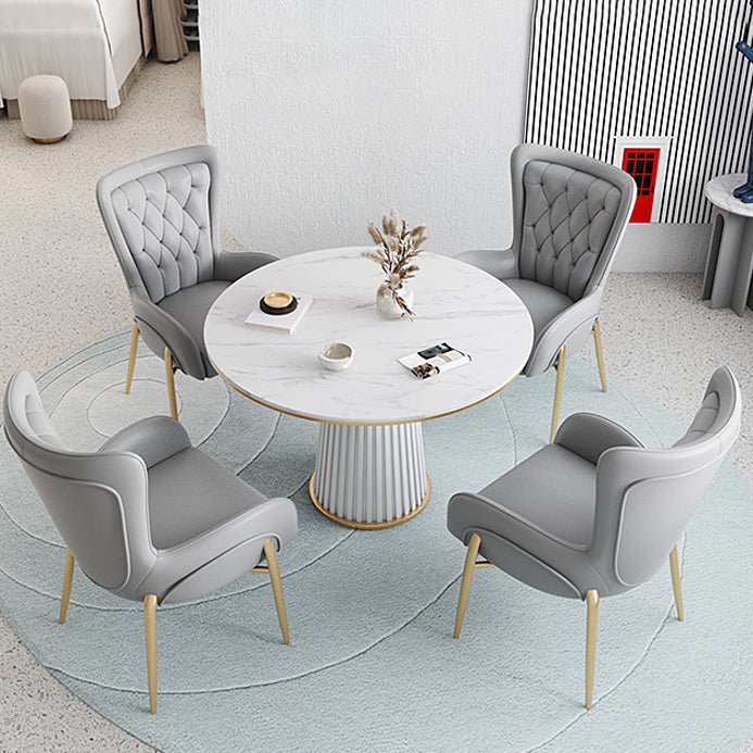 1/5 Pcs Metal Modern Dining Set with Round Indoor Table Dinette Set