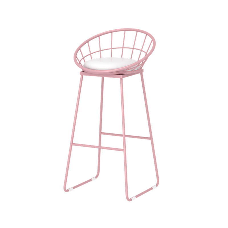 Moderner Barhocker aus Eisen mit Fußstütze, Milk Tea Shop, rosa Barhocker, 76,2 cm