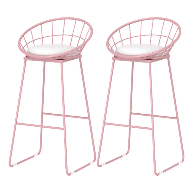 Moderner Barhocker aus Eisen mit Fußstütze, Milk Tea Shop, rosa Barhocker, 76,2 cm